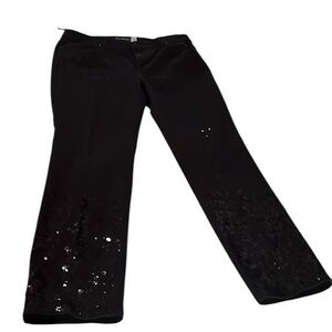 Chico’s Platinum size 12 black high waist sequin jeans straight leg ,not skinny